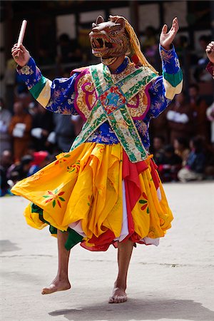 simsearch:841-05845843,k - A masked dancer at the Tamshingphala Choepa festival in Bumthang. Stock Photo - Rights-Managed, Code: 862-05996986