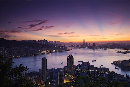 simsearch:862-05997261,k - Hong Kong Island and Kowloon skylines at sunset, Hong Kong, China Stock Photo - Rights-Managed, Code: 862-05997172