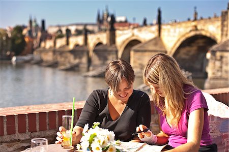 Europe, Czech Republic, Central Bohemia Region, Prague. Riverside Cafe. Stock Photo - Rights-Managed, Code: 862-05997460