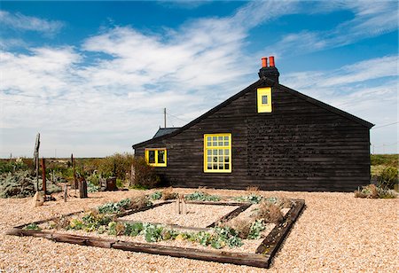 simsearch:862-05998030,k - Prospect Cottage, Derek Jarman's house, with a John Donne poem 'The Sunne Rising' written the wall, Dungeness, Kent, UK Stock Photo - Rights-Managed, Code: 862-05997510