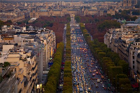 paris city road photo - View of Champs Elysees, Paris, Ile de France, France, Europe Stock Photo - Rights-Managed, Code: 862-05997694