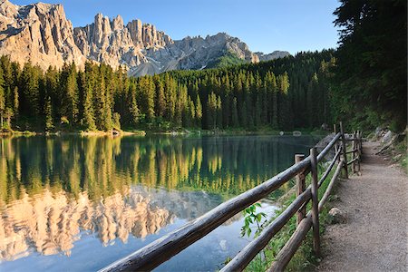 Italy, Trentino-Alto Adige, Bolzano district, South Tyrol, Val d'Ega, Carezza lake, Latemar mountains Stock Photo - Rights-Managed, Code: 862-05997994