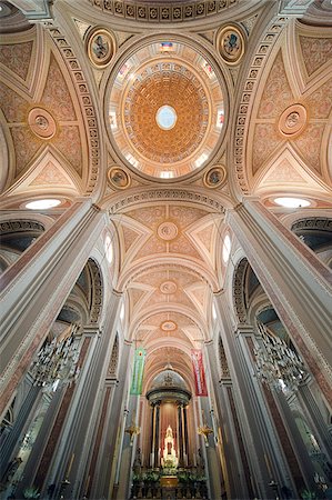 North America, Mexico, Michoacan state, Morelia, Interior ceiling of Morelia Cathedral Stock Photo - Rights-Managed, Code: 862-05998561