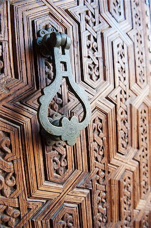 door knocker - Detail of Entrance door, The Marrakech Museum, Northern Medina, Marrakech, Morocco Stock Photo - Rights-Managed, Code: 862-05998680