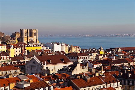 Overlooking Alfama and Tagus river, Lisbon, Portugal, Europe Stock Photo - Rights-Managed, Code: 862-05998877