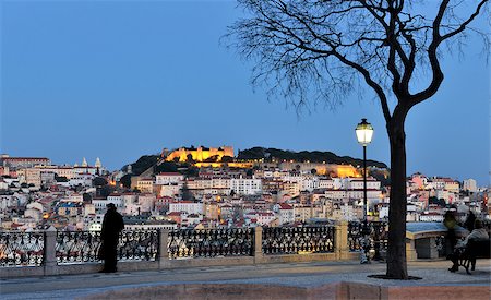 Sao Pedro de Alcantara belvedere, one of the best view points of the old city of Lisbon. Portugal Stock Photo - Rights-Managed, Code: 862-05998968