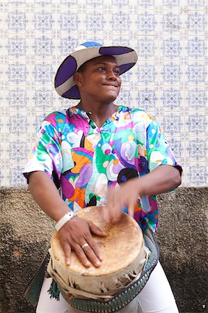 percussion instrument - South America, Brazil, tambor drummer from the Tambor de Crioula group Catarina Mina, in the streets of Sao Luis MR Stock Photo - Rights-Managed, Code: 862-06540912