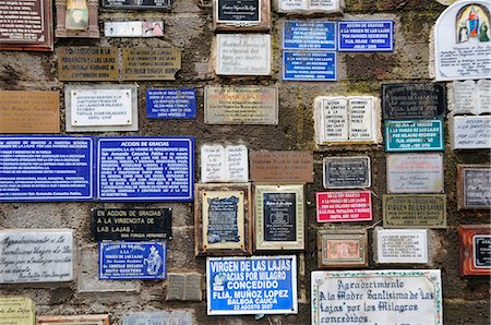 Plaque on an outside wall, Las Lajas, Colombia, South America Stock Photo - Rights-Managed, Code: 862-06541101