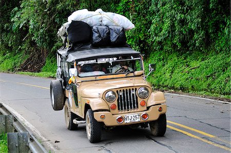 Overloaded Jeep on Road south of Medellin, Colombia,  South America Stock Photo - Rights-Managed, Code: 862-06541138