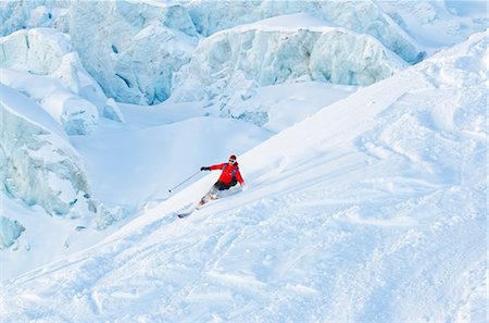 Europe, France, French Alps, Haute Savoie, Chamonix, off piste skier in Argentiere and Grand Montet ski area MR Stock Photo - Rights-Managed, Code: 862-06541612