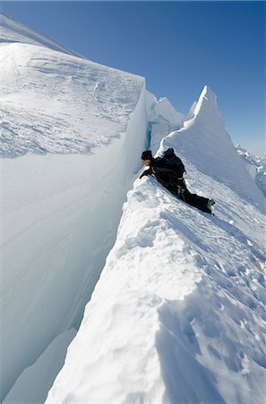 Europe, France, French Alps, Haute Savoie, Chamonix, crevasse on Mont Blanc MR Stock Photo - Rights-Managed, Code: 862-06541625
