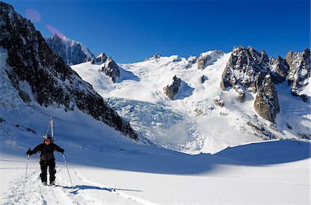 Europe, France, French Alps, Haute Savoie, Chamonix, ski touring in Valle Blanche off piste ski area MR Stock Photo - Rights-Managed, Code: 862-06541681