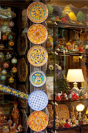 Taormina, Sicily, Italy, Souvenirs on display Stock Photo - Rights-Managed, Code: 862-06542126