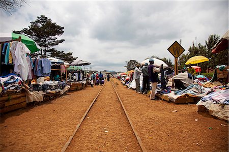 Karatina, Kenya. A market sprawls along a disused railway line. Stock Photo - Rights-Managed, Code: 862-06542272