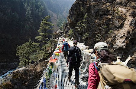 Asia, Nepal, Himalayas, Sagarmatha National Park, Solu Khumbu Everest Region, trekkers crossing the Dudh Koshi river Stock Photo - Rights-Managed, Code: 862-06542400