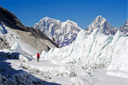snow climbing - Asia, Nepal, Himalayas, Sagarmatha National Park, Solu Khumbu Everest Region, ice pinnacles near Everest Base Camp Stock Photo - Rights-Managed, Code: 862-06542429