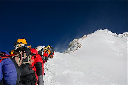 extremism - Asia, Nepal, Himalayas, Sagarmatha National Park, Solu Khumbu Everest Region, a line of climbers on the south east ridge of Everest at 8600m Stock Photo - Rights-Managed, Code: 862-06542479
