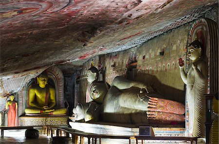 Sri Lanka, North Central Province, Dambulla, Golden Temple, UNESCO World Heritage Site, Royal Rock Temple, Buddha statues in Cave 2 Stock Photo - Rights-Managed, Code: 862-06543013