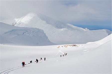 USA, United States of America, Alaska, Denali National Park, leaving camp 3, climbing expedition on Mt McKinley 6194m, highest mountain in north America Stock Photo - Rights-Managed, Code: 862-06543318