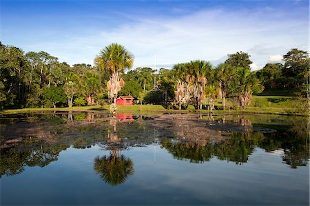 South America, Brazil, Mato Grosso, Sao Jose do Rio Claro, the lake, main buildings at the Jardim da Amazonia jungle lodge and pousada in the Brazilian Amazon Stock Photo - Rights-Managed, Code: 862-06675869