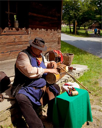Czech Republic, North Moravia, Zlin, Roznov pod Radhostem, Wallachian Town. A craftsman building a barrel Stock Photo - Rights-Managed, Code: 862-06676589