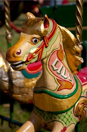 europe theme park - UK, Wiltshire. Detail of pony carousel at a traditional steamfair. Stock Photo - Rights-Managed, Code: 862-06676684