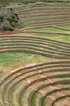 simsearch:862-06677365,k - South America, Peru, Cusco, Sacred Valley, Maras. General view of Moray   verdant pre Hispanic terraces made by the Incas and probably used for agricultural experiments Stock Photo - Rights-Managed, Code: 862-06677360
