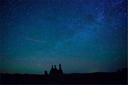 Goblin Valley State Park, night sky, Colorado Plateau,  Utah, USA Stock Photo - Rights-Managed, Code: 862-06677586