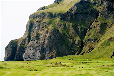Iceland, Vestmannaeyjar, volcanic Westman Islands, Heimaey Island, golf course in volcanic crater Photographie de stock - Rights-Managed, Code: 862-06825699