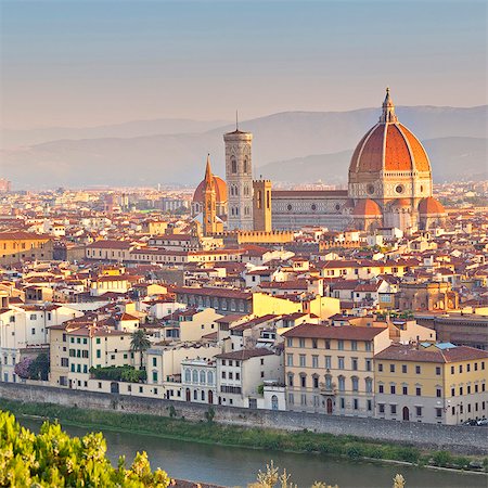 simsearch:862-07690164,k - Italy, Italia. Tuscany, Toscana. Firenze district. Florence, Firenze. Duomo Santa Maria del Fiore,  View over the city from Michelangelo square Stock Photo - Rights-Managed, Code: 862-07690202