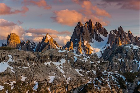 sorapiss mountain - Panoramic view over the Sorapis mountain group at sunset, Dolomites, Veneto, Italy Stock Photo - Rights-Managed, Code: 862-07690239