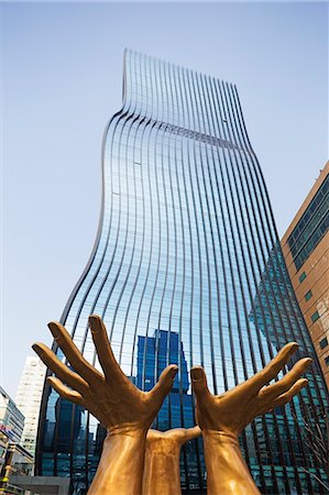 sculpture in town - Asia, Republic of Korea, South Korea, Seoul, Gangman district, GT Tower, Designed by ArchitectenConsort, and modern art sculpture Stock Photo - Rights-Managed, Code: 862-07690754