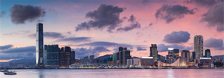 simsearch:862-05997261,k - Tsim Sha Tsui and West Kowloon skyline at sunset, Kowloon, Hong Kong Stock Photo - Rights-Managed, Code: 862-07909501