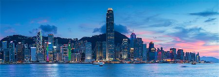 simsearch:862-05997261,k - View of Hong Kong Island skyline at sunset, Hong Kong Stock Photo - Rights-Managed, Code: 862-07909503