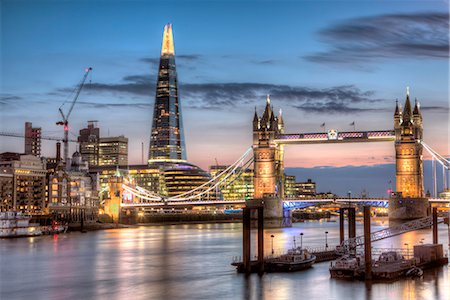 Europe, United Kingdom, England, London, Wapping, the Thames, Tower Bridge, City Hall, Bermondsey warehouses and the Shard at night Stock Photo - Rights-Managed, Code: 862-07909698