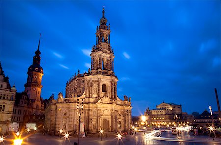 Germany, Saxony, Dresden. The Cathedral and the Opera House in the Old City Centre. Stock Photo - Rights-Managed, Code: 862-07909833