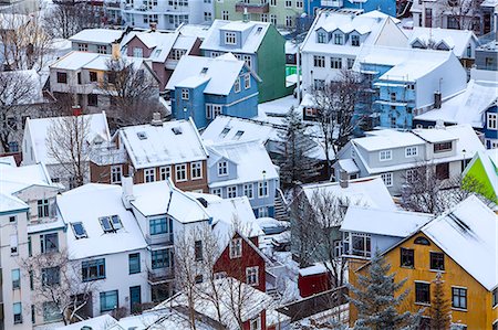 Iceland, Reykjavik. Reykjavik, capital city of Iceland, frozen by winter. Stock Photo - Rights-Managed, Code: 862-07909900