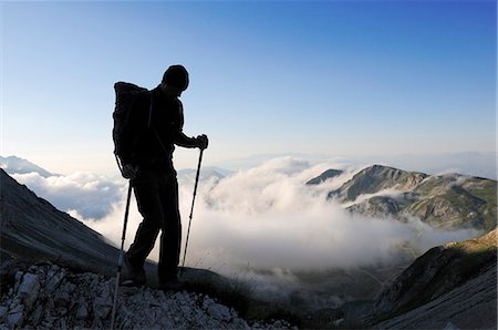 silhouette person outdoors mountains - Climbing, Corno Grande, Campo Imperatore, Gran Sasso National park, Abruzze, Italy MR Stock Photo - Rights-Managed, Code: 862-07910082