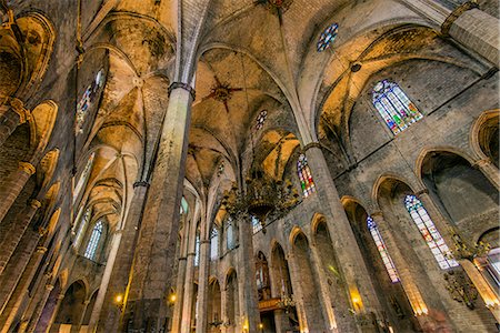 Interior of Santa Maria del Mar church, Born district, Barcelona, Catalonia, Spain Stock Photo - Rights-Managed, Code: 862-07910705