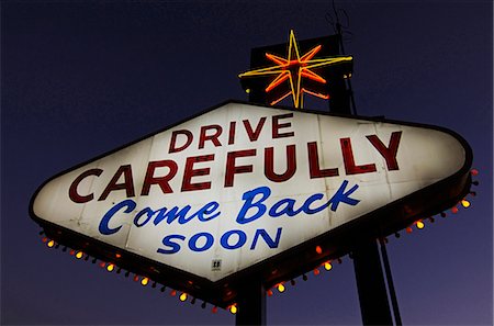 Sign Drive Carefully, Las Vegas, Nevada, USA Stock Photo - Rights-Managed, Code: 862-07910992