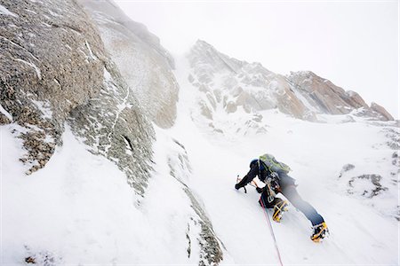 snow climbing - Europe, France, Haute Savoie, Rhone Alps, Chamonix, climber on Chere couloir - Mont Blanc du Tacul Stock Photo - Rights-Managed, Code: 862-08090187