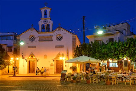 european cafe bar - Town square, Mochos, Crete, Greece, Europe Stock Photo - Rights-Managed, Code: 862-08090277