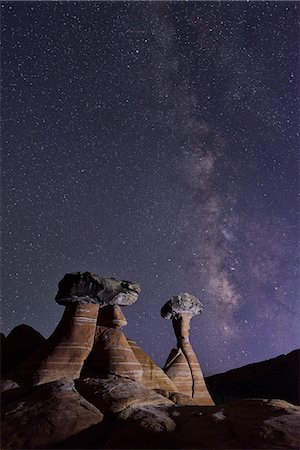 star night - USA, Utah, Grand Staircase Escalante, National Monument, Toadstools, milky way over the toadstools Stock Photo - Rights-Managed, Code: 862-08274108