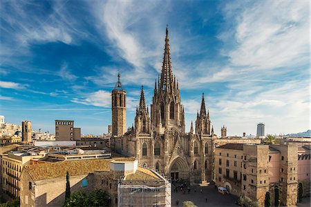 facades in barcelona - Top view of the Cathedral of the Holy Cross and Saint Eulalia, Barcelona, Catalonia, Spain Stock Photo - Rights-Managed, Code: 862-08273789