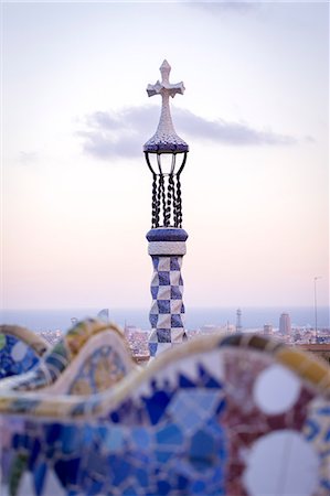 Barcelona, Park Guell, Spain. details of the modernism park designed by Antonio Gaudi Stock Photo - Rights-Managed, Code: 862-08273820