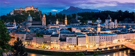 Panoramic view at dusk over Salzburg, Austria Stock Photo - Rights-Managed, Code: 862-08698666