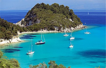 Greece, Paxos, Lakka. Yachts in the bay. Stock Photo - Rights-Managed, Code: 862-08699288