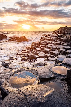 Giant's Causeway, County Antrim,  Ulster region, northern Ireland, United Kingdom. Iconic basalt columns. Stock Photo - Rights-Managed, Code: 862-08699372