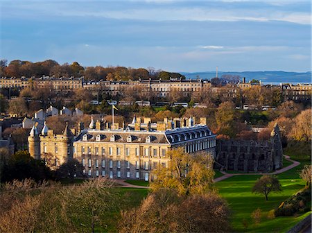 simsearch:700-01538925,k - UK, Scotland, Lothian, Edinburgh, Elevated view of the Palace of Holyroodhouse from the Holyrood Park. Stock Photo - Rights-Managed, Code: 862-08699847