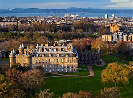 simsearch:700-01538925,k - UK, Scotland, Lothian, Edinburgh, Elevated view of the Palace of Holyroodhouse from the Holyrood Park. Stock Photo - Rights-Managed, Code: 862-08699848